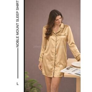 MSRP $50 ✨Noble Mount Premium Satin Long Sleeve Sleep Shirt – Large | Champagne✨
